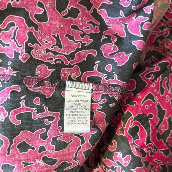 EUC Calvin Klein Pink & Gray Collared Button Cotton Blouse Convertible Sleeve - Picture 7 of 8